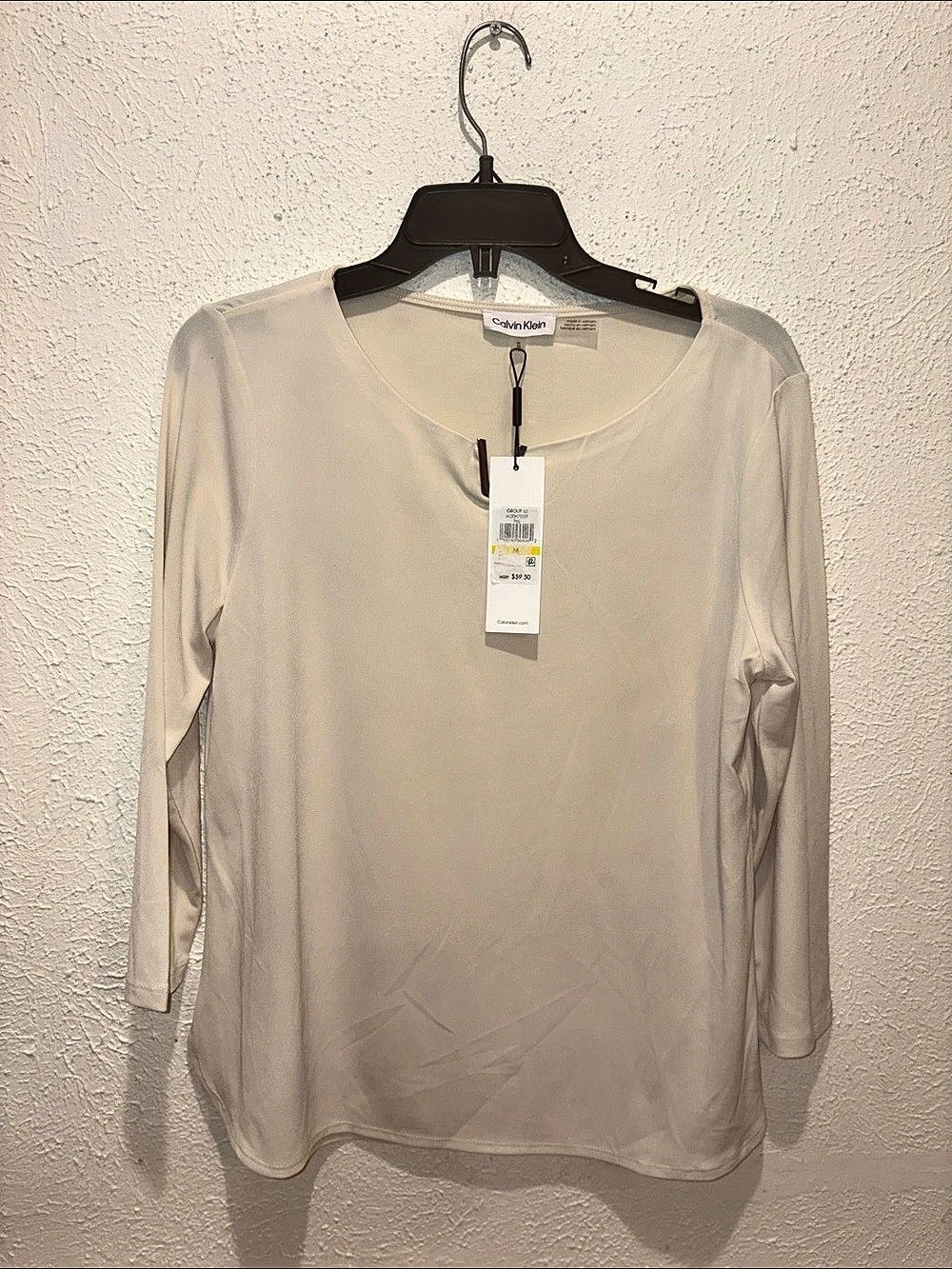 Calvin Klein Long Sleeve Top in Cream Size Medium NWT